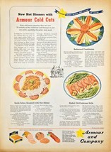 1943 ARMOUR COLD CUTS - MEATS - Italian Spaghetti-Rolls-Vintage Print Ad... - $217.11 MXN