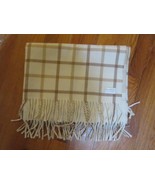Scotish 100% Lambswool Cream and Beige Fringed Blanket 48x55 - $2,505.37 MXN