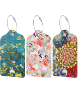 3 Pcs PU Leather Luggage Tags for Suitcase, Travel Cruise Luggage Tag wi... - £9.57 GBP
