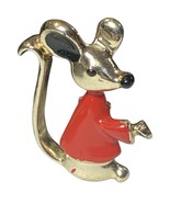 Vintage enamel over gold tone metal anthropomorphic mouse brooch - $15.00