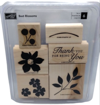 Stampin Up Best Blossms 6 Piece Rubber Stamp Kit 2006 Thank You Floral Leaves - £9.49 GBP