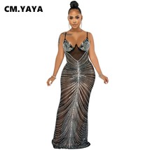 CM.YAYA Party Dress for Women  s Strap Trumpet Maxi Dresses  Evening Vestidos De - £76.71 GBP