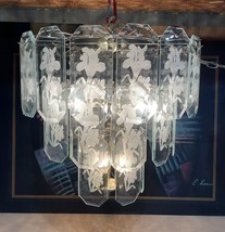 Contemporary 8 Light 3 Level Chandelier With Clear Beveled Etched Glass ... - £97.47 GBP