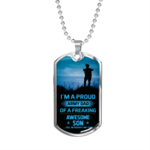 I&#39;m a Proud Army Dad Necklace Stainless Steel or 18k Gold Dog Tag 24&quot; Chain - £37.53 GBP+