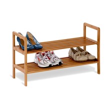 2-Tier Bamboo Shoe Shelf Rack - Holds 6 to 8 Pairs of Shoes - £69.89 GBP