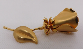 HOBE Vintage Signed 1966 Gold Tone Flower Brooch with Hidden Locket RARE... - $99.95