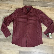 NWT INC INTERNATIONAL CONCEPTS Port Red Stripes Button Up Shirt L - $11.16