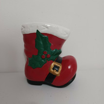 Santa Red Boot Pitcher Planter Kitschy Vintage Ceramic - $28.98