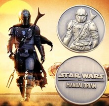 Mandalorian Bronze Tone Bas Relief Collector Coin 39MM Case Pouch Boba Fett - £14.70 GBP