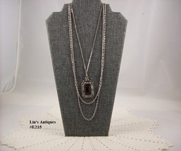 Signed Goldette Pendant with Three Silver Tone Chains (#E215) - $38.00