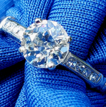 Earth mined Diamond European cut Deco 1 CARAT Engagement Ring Vintage Solitaire - $7,050.00 CAD