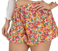 Übergröße 4X Rosa Orange Gelb Blumenmuster Rüschen Saum Weites Bein Shorts Neu - £10.09 GBP