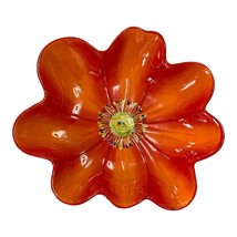 Early 2000s Laurie Gates Ceramic Flower Bowl Red Orange – Sculpted Petal... - $24.30