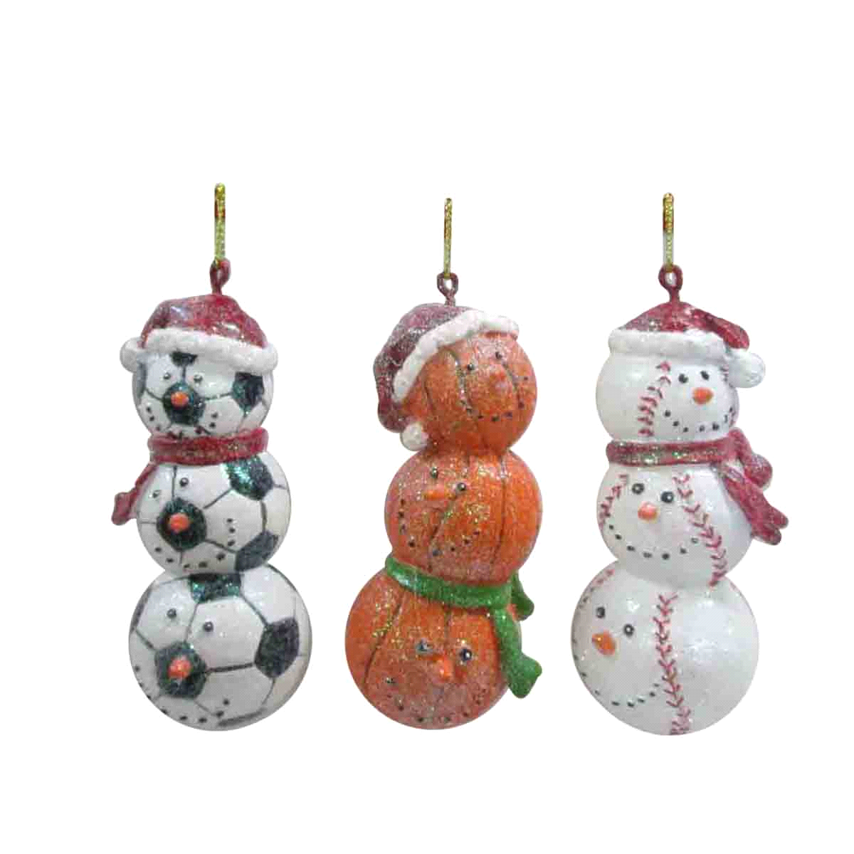 Ornament Sports Triple Ball Snomwan, 3 assorted SHIPS IN 24 HOURS - MJ - $19.88