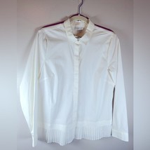 J JILL Pleated Hem Button Down Long Sleeve Blouse NWT Size Small - $28.70