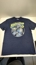 Star Wars Navy Mad Engine Mens Distressed T-Shirt The Mandalorian Large - $16.78