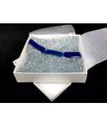 Murano Art Deco Glass Dish, Silver &amp; Blue Square Pebble Tray, w/Gift Box... - £6.15 GBP