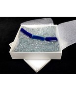 Murano Art Deco Glass Dish, Silver &amp; Blue Square Pebble Tray, w/Gift Box... - $7.79