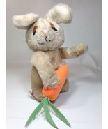 Vintage Dakin Bunny Rabbit Plush w/ Carrot Brown Pink Nose Closed Felt E... - $48.02 CAD