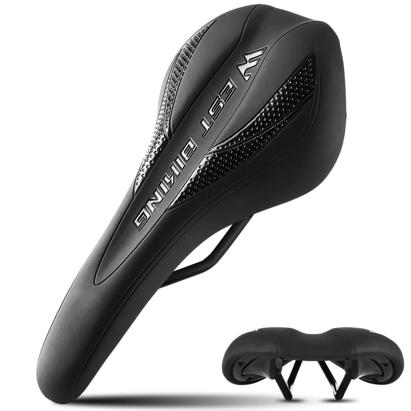 WEST BI Shockproof Bicycle Seat PU Leather Road Bike Saddle MTB Comfortable Foam - £101.46 GBP