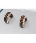 Kohl’s 14Kt Rose Gold Plated Rootbeer Crystal Huge Hoop Earrings Thailan... - $61.85 CAD