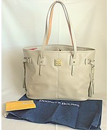 New Dooney &amp; Bourke Davis Tassel Saffiano Zip Shopper Tote Pebble Tan Le... - $117.81