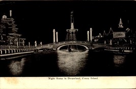 Vintage POSTCARD-NIGHT Scene In Dreamland, Coney Island, Ny BK62 - £3.49 GBP