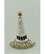 Vintage Monet  Lighthouse Rhinestone Brooch Enamel, SilverTone 2” - $14.99