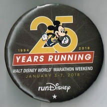 25 years running Walt Disney World Marathon Weekend Jan 3-7 2018 Pin back Button - £18.88 GBP