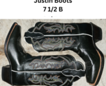 Justin Western Cowboy Boots Black Size 7 1/2 B Womens Pre-Loved L2660 Le... - £70.88 GBP