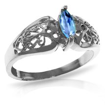 Galaxy Gold GG 925 Sterling Silver Filigree Ring with natural Marquis-Sh... - £99.09 GBP