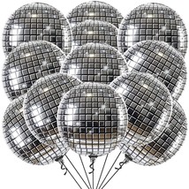 , Silver Disco Ball Balloons - 22 Inch, Pack Of 12 | Two Groovy Party Decoration - £25.57 GBP