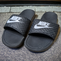 Womens Nike Benassi JDI Slip On Slides Sandals Black &amp; White 343881 011 Size 9 - £9.38 GBP