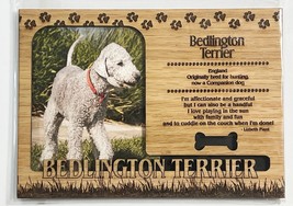 Bedlington Terrier Dog Profile Laser Engraved Wood Picture Frame Magnet - £10.82 GBP