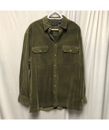 Faded Glory Corduroy Shirt Mens Large Long Sleeve Olive Green Cotton Y2K... - $24.49