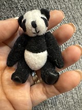 Teeny Tiny Miniature Panda Bear Jointed 2.5in Doll Teddy Sized Velour Pl... - $20.00