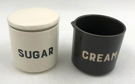 Ceramic Cream &amp; Sugar Set 10oz size Black &amp; White The Kitchen - £13.08 GBP