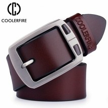 cowhide genuine leather belts for men cowboy Luxury strap brand male vintage - £18.48 GBP