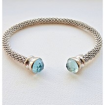 GABRIELLE BRUNI 925 STERLING SILVER BLUE TOPAZ MESH CUFF BRACELET AT - $101.67