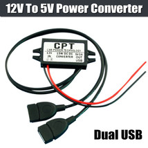 DC 12V To DC 5V 3A Dual USB Power Supply Adapter Converter Connector Cha... - $6.90