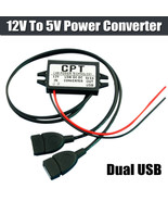 DC 12V To DC 5V 3A Dual USB Power Supply Adapter Converter Connector Cha... - $126.97 MXN