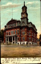 Norwich, CT 1906 Postcard - City Hall &amp; Court House - Connecticut Conn bk51 - £3.94 GBP