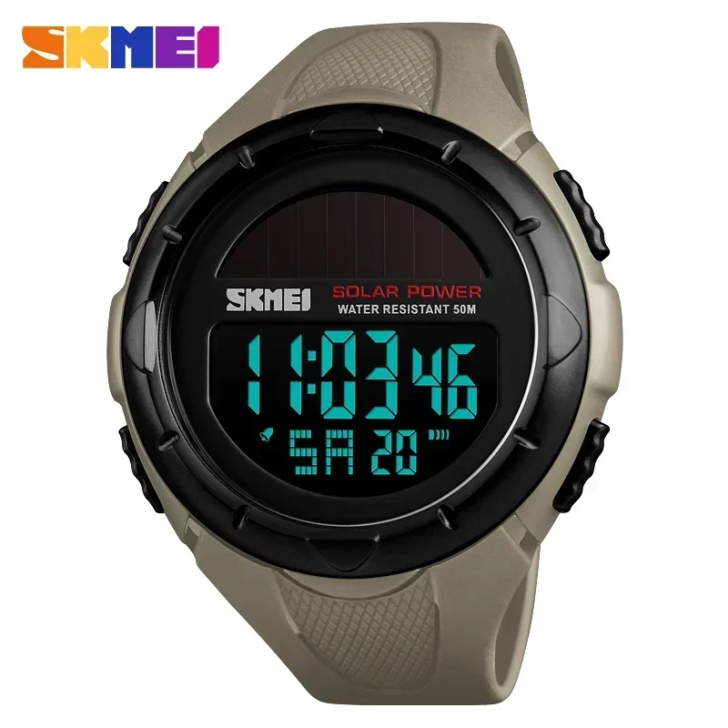 1405 Sport Digital Mens Wristwatches Solar For Power Enviormentally Alar... - $18.93