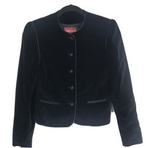 Vintage Sasson Velour Black Jacket Blazer Suit Top Women&#39;s Size 4/5 - £17.91 GBP