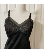 Vintage Seamprufe Black Lacey Full Slip Average 38 Adjustable Straps - $19.88