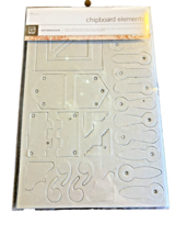 Basic Grey Blank Chipboard Elements Undressed 73 Pieces Die Cut Set Scrapbooking - £7.35 GBP