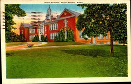 VINTAGE WHITE BORDER POSTCARD -Middleboro High School Mass(MA) BK39 - $3.96