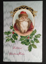 With Best Christmas Wishes Santa Portrait Embossed Unused UNP Postcard c1909 - £15.68 GBP