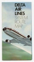 A Delta Airlines System Route Map with Airplane &amp; Aviation Information 1976 - £12.64 GBP