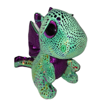 Ty Beanie Boos Cinder Dragon Plush Teal Blue Purple metallic look rainbo... - $6.62